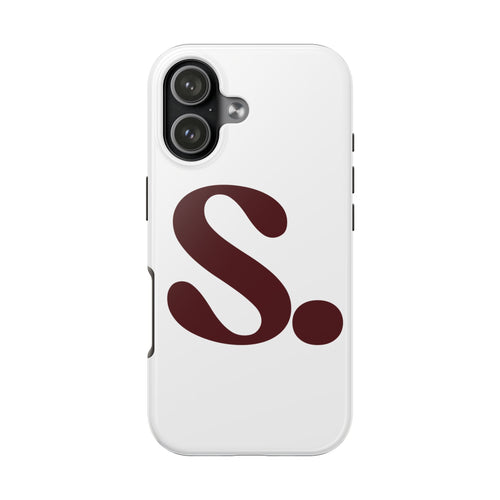 Monogram S Tough Phone Case — Minimalist Burgundy Initial Protection